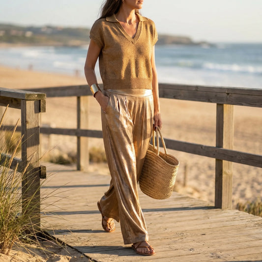 Metallic Shimmer Co-Ord Set For Women - Leigh