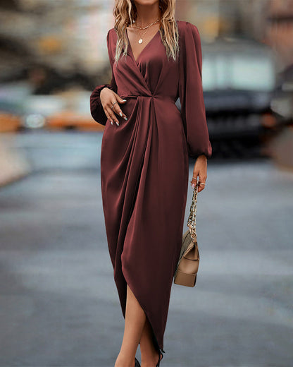 Midi-Länge Kleid - BurgundyChic 