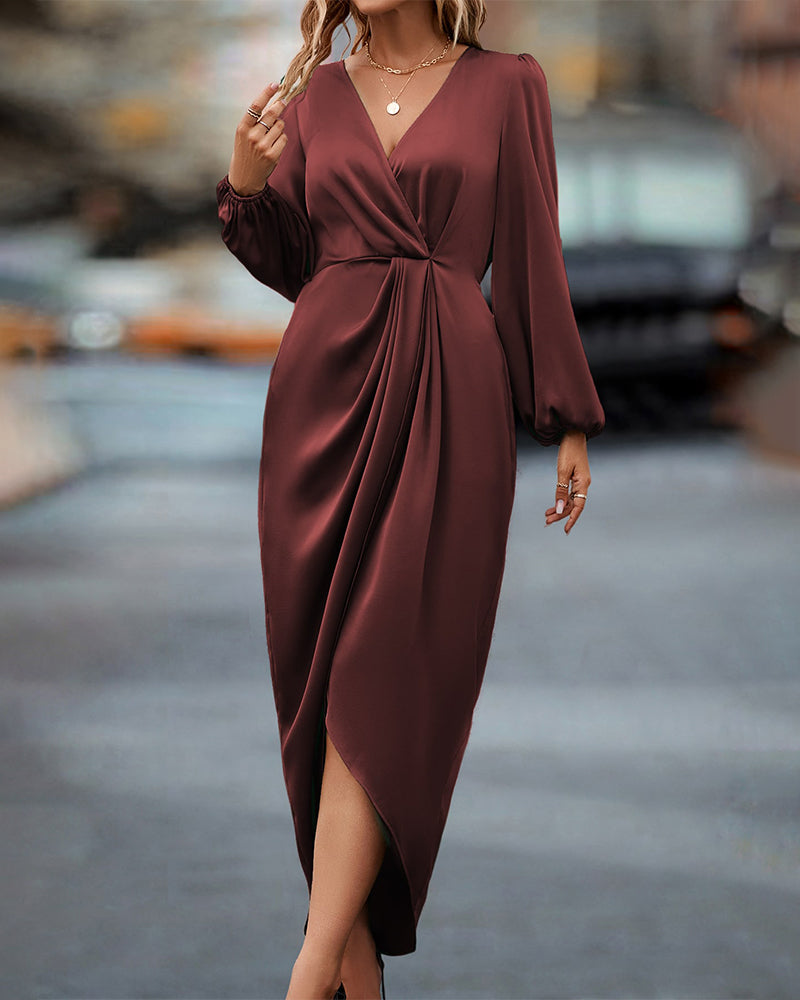 Midi-Länge Kleid - BurgundyChic 