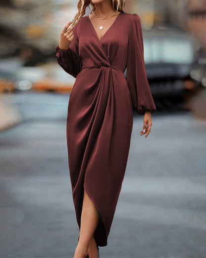 Midi-Länge Kleid - BurgundyChic 