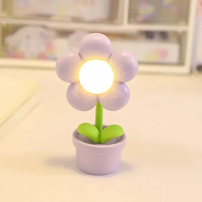 Lila LED-Blumen-Nachtlicht, Tischlampe, Kinderzimmer, Dekoration, Schlafzimmer, Ambiente.