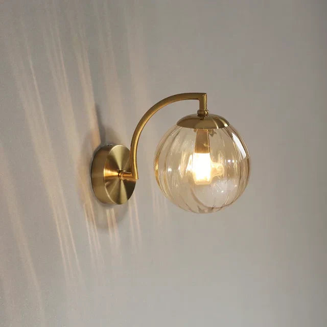 Moderne LED-Wandleuchte, goldfarben, Glas, nordisches Design, Wohnzimmer, Schlafzimmer.