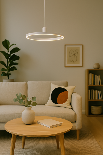 Modern LED hängande lampa – Dimbar, hållbar & stilren – Cirkulärt design för matsal, vardagsrum & kontor