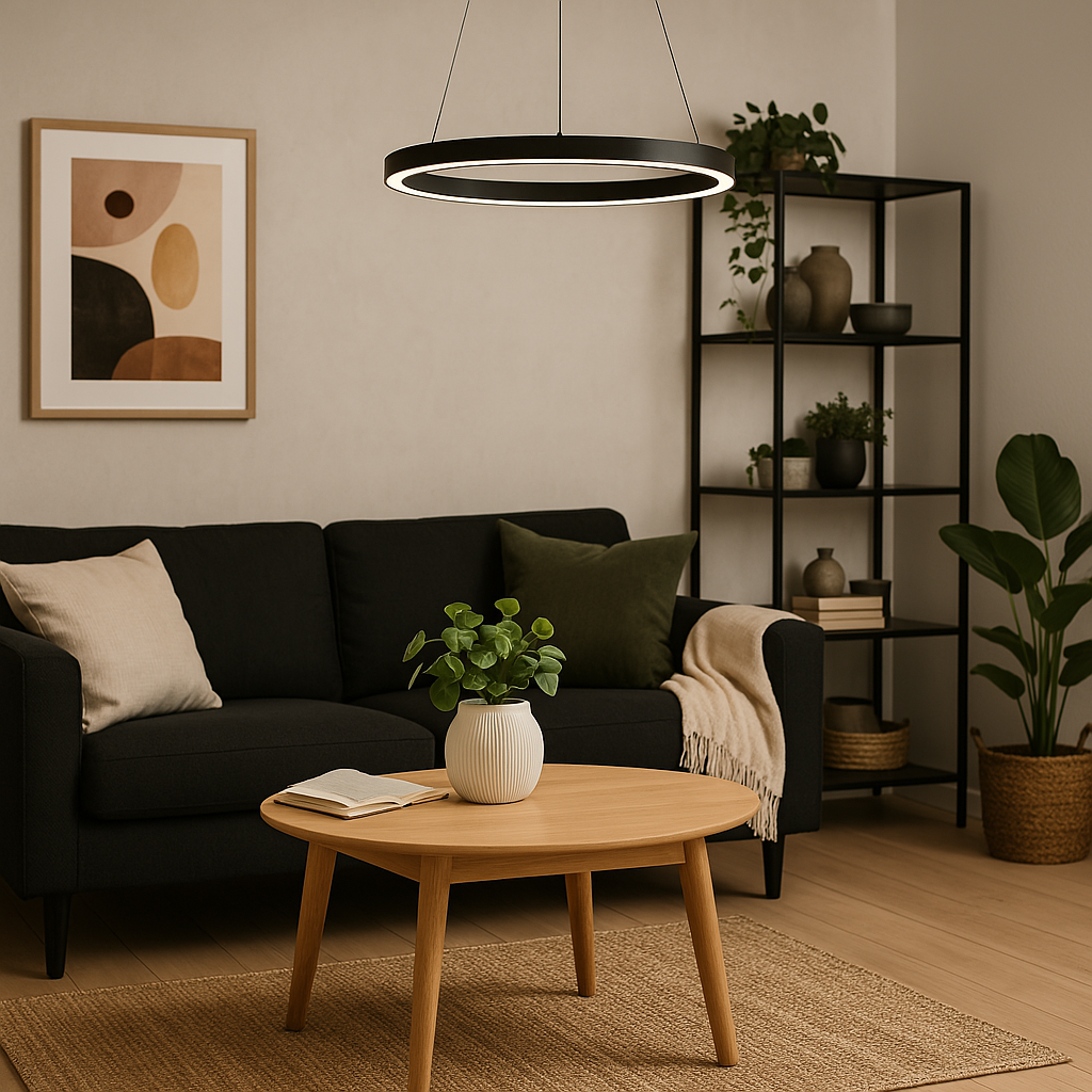 Modern LED hängande lampa – Dimbar, hållbar & stilren – Cirkulärt design för matsal, vardagsrum & kontor