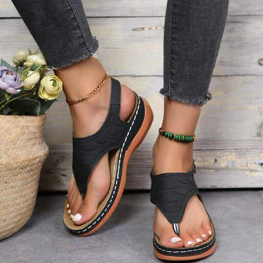 Modische schwarze Sandalen, Damen, Sommer, bequem, vielseitig, Blumen, Jeans, Fußkettchen.