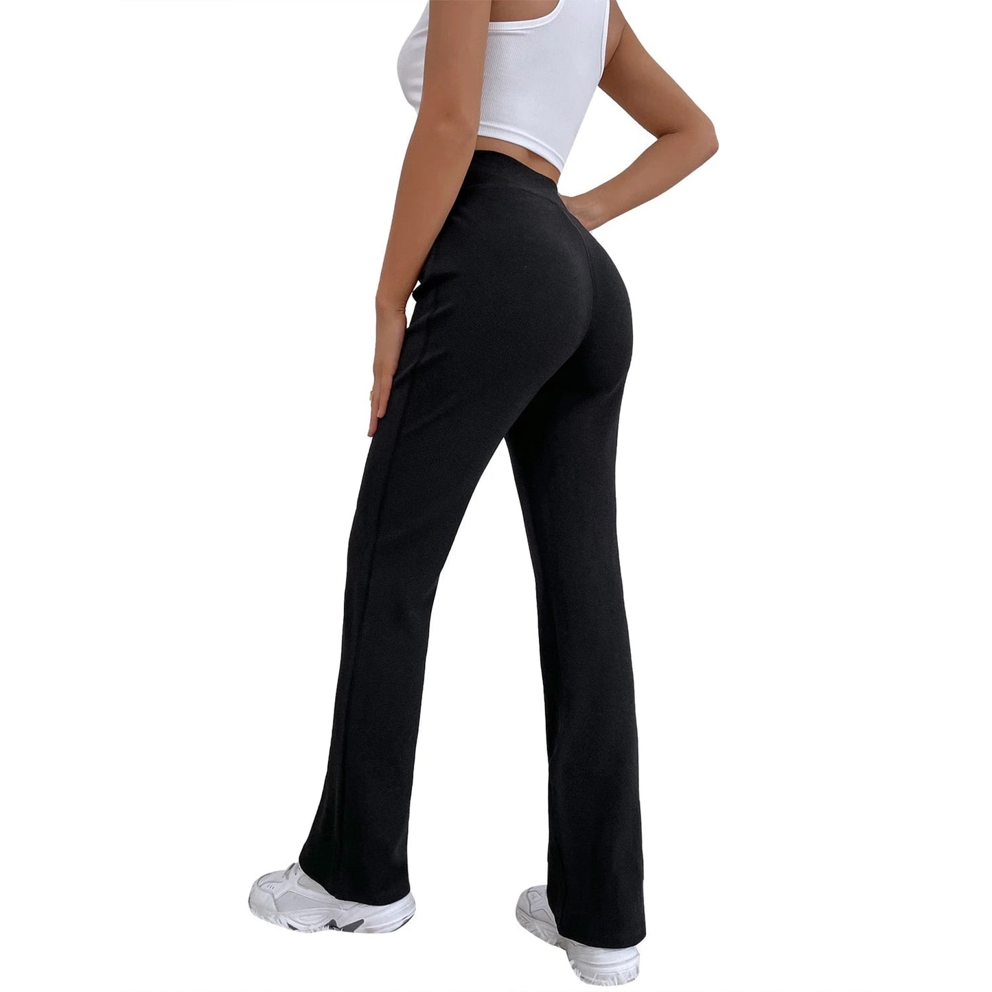 Damenhose Herbst, schwarz, elastisch, bequem, modisch, Freizeitkleidung, Stretch-Stoff