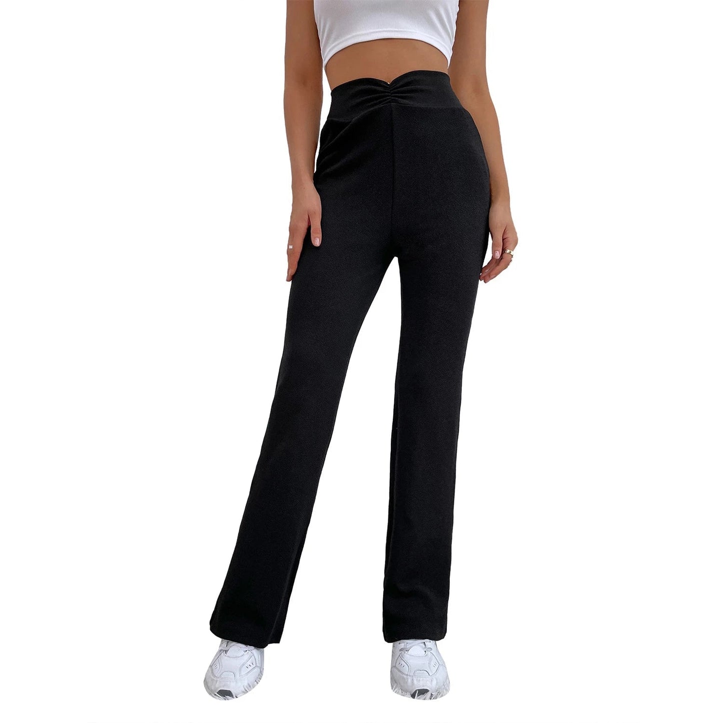 Damenhose Herbst, schwarz, elastisch, bequem, modisch, hohe Taille, Freizeitkleidung