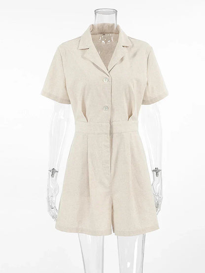 Linne sommar-jumpsuit med korta ärmar – Maelis