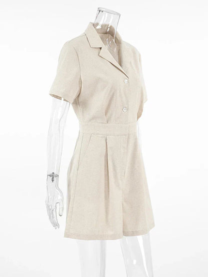 Linne sommar-jumpsuit med korta ärmar – Maelis