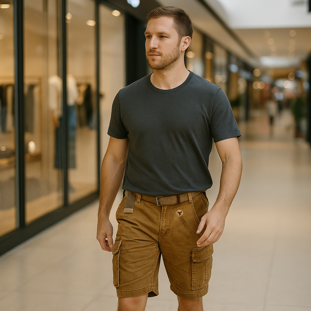 Multifunktionella cargoshorts för herr – Ethan, sommarutgåva 2025.