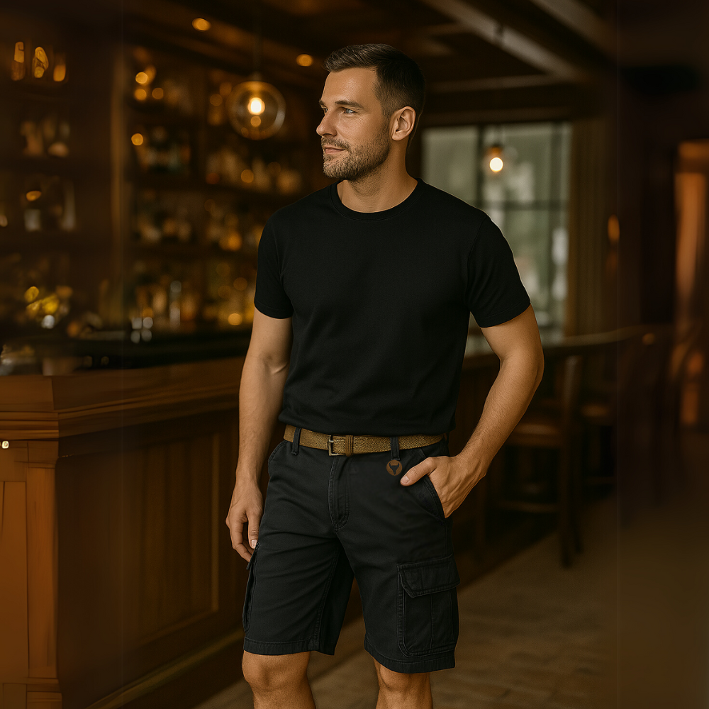 Multifunktionella cargoshorts för herr – Ethan, sommarutgåva 2025.
