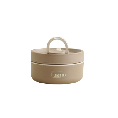 Beige Bento Lunchbox, mehrschichtig, tragbar, thermisch, Edelstahl, japanischer Stil.