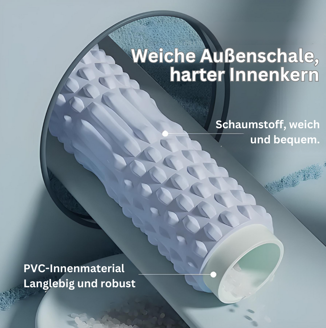Schaumstoff-Faszienrolle, weiß, mit PVC-Kern, weich, langlebig, Muskelentspannung.