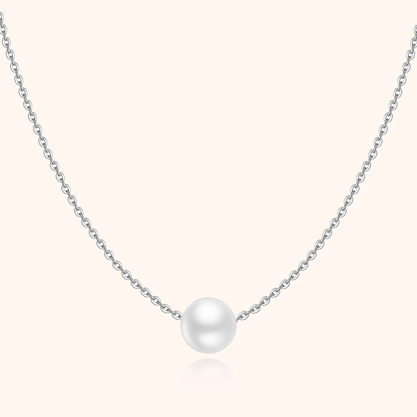 Silberkette mit weißer Perle, elegantes Schmuckstück, Damenhalskette, minimalistisches Design.