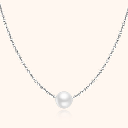 Silberkette mit weißer Perle, elegantes Schmuckstück, Damenhalskette, minimalistisches Design.