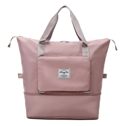 Rosa Reisetasche, wasserdicht, mit Reißverschluss, große Kapazität, für Damen, Nylonmaterial