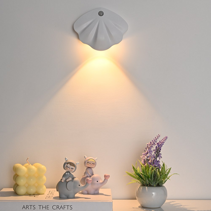 Wandleuchte Muschelform LED Weiß, dekorative Beleuchtung, modernes Design, Wohnzimmerlampe