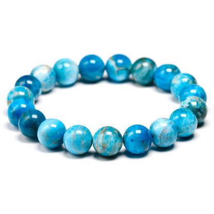 Armband aus natürlichen blauen Apatit-Perlen, 6mm, 8mm, 10mm, für Meditation, Unisex.