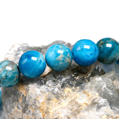 Blaues Apatit-Perlenarmband, 6mm-10mm, Naturstein, für Meditation, Damen und Herren.