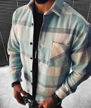 Unisex oversized rutig skjorta med långa ärmar & modern design – Elvano