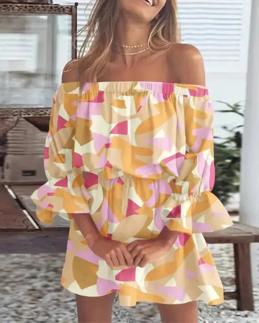 Trendig boho-miniklänning med one-shoulder-design och luftig passform - Ysa