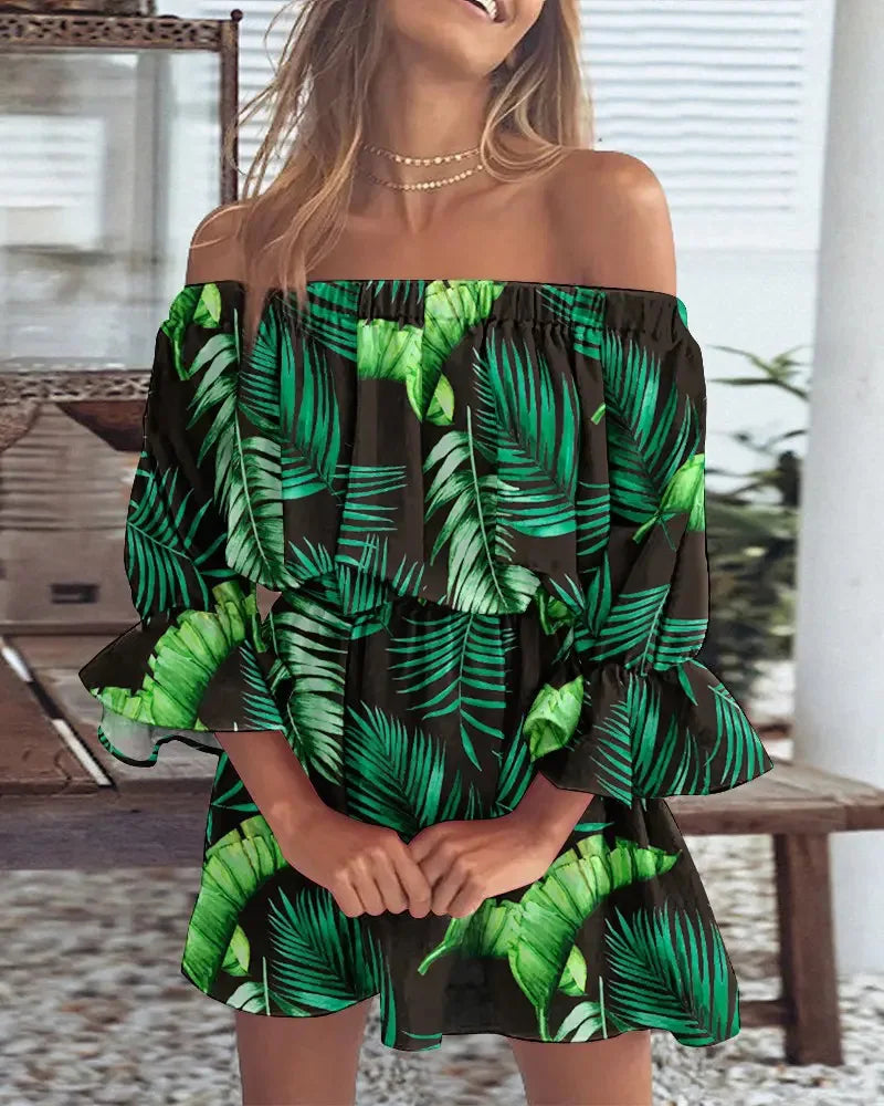 Trendig boho-miniklänning med one-shoulder-design och luftig passform - Ysa