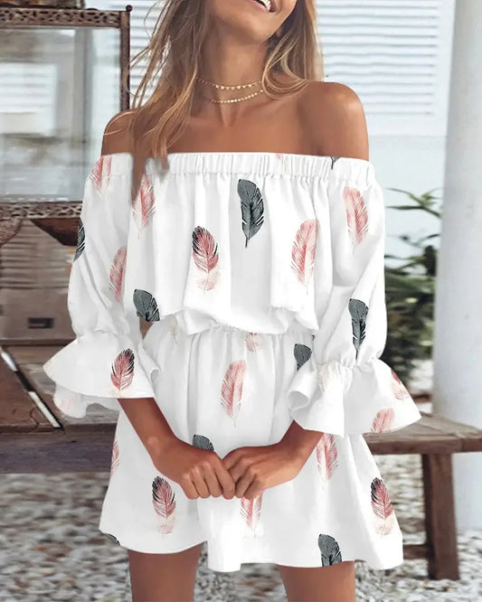 Trendig boho-miniklänning med one-shoulder-design och luftig passform - Ysa