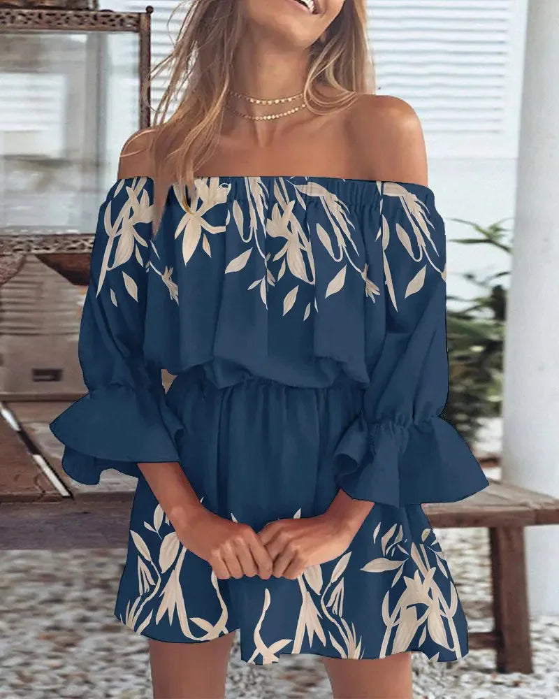 Trendig boho-miniklänning med one-shoulder-design och luftig passform - Ysa