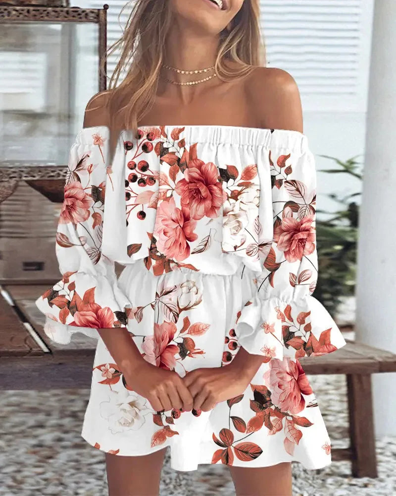 Trendig boho-miniklänning med one-shoulder-design och luftig passform - Ysa