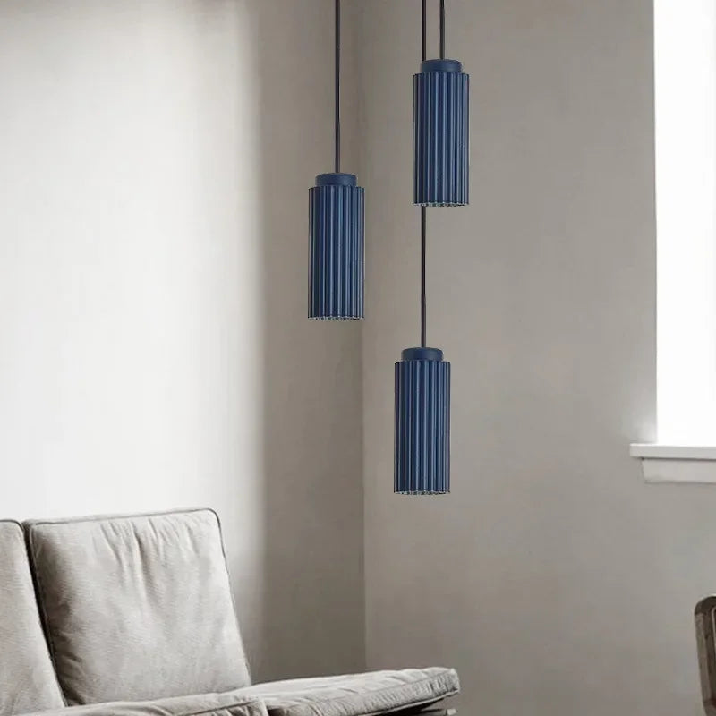 Blaue Nordic LED Pendelleuchte, modernes Design, für Wohnzimmer, Schlafzimmer, Esszimmer.