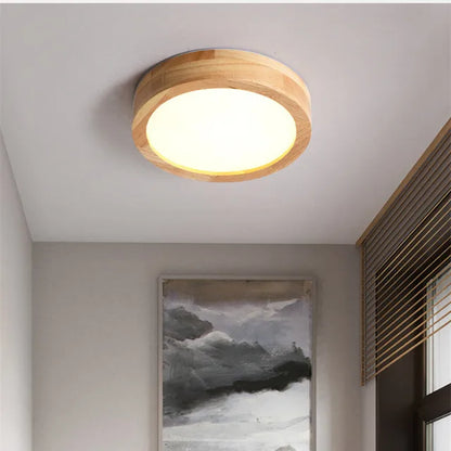 Runde Deckenleuchte aus Holz, LED, skandinavisches Design, Wohnzimmer, Schlafzimmer, Flur.
