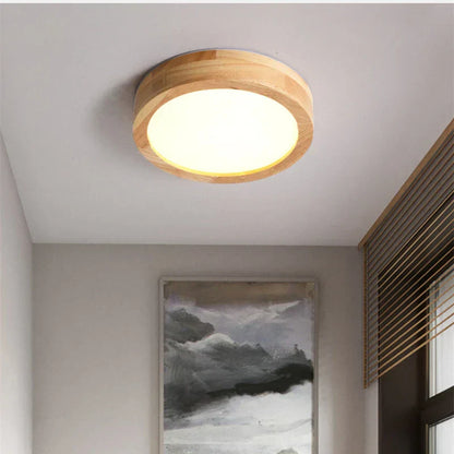 Runde Deckenleuchte aus Holz, LED, skandinavisch, für Wohnzimmer, Schlafzimmer, Flur.