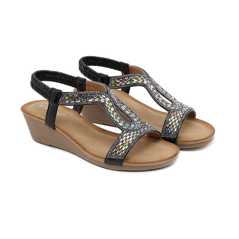 Lyxiga damsandaler med kilklack – Celeste