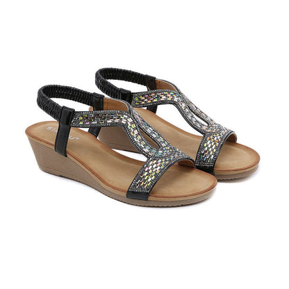 Lyxiga damsandaler med kilklack – Celeste