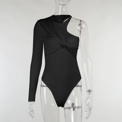 Stilfull långärmad bodysuit för damer med drapéeffekt och figurnära skärning – Mira