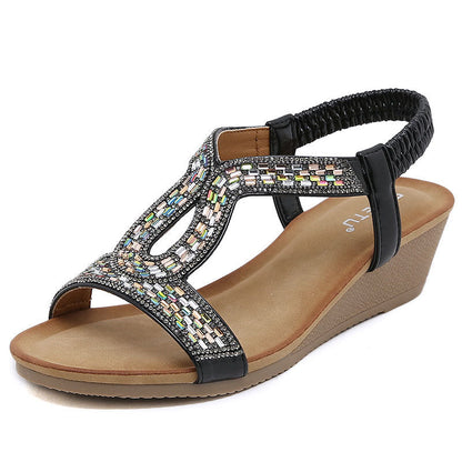 Lyxiga damsandaler med kilklack – Celeste