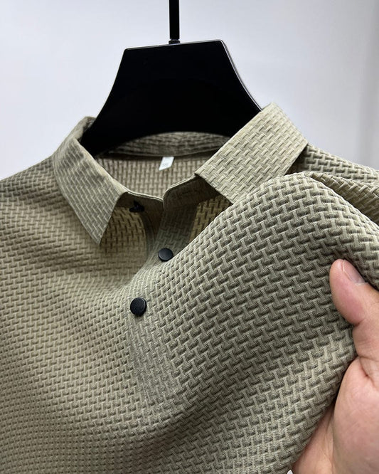 Andningsbart herrpoloshirt med mesh-detaljer och slim fit – höstupplaga Milan
