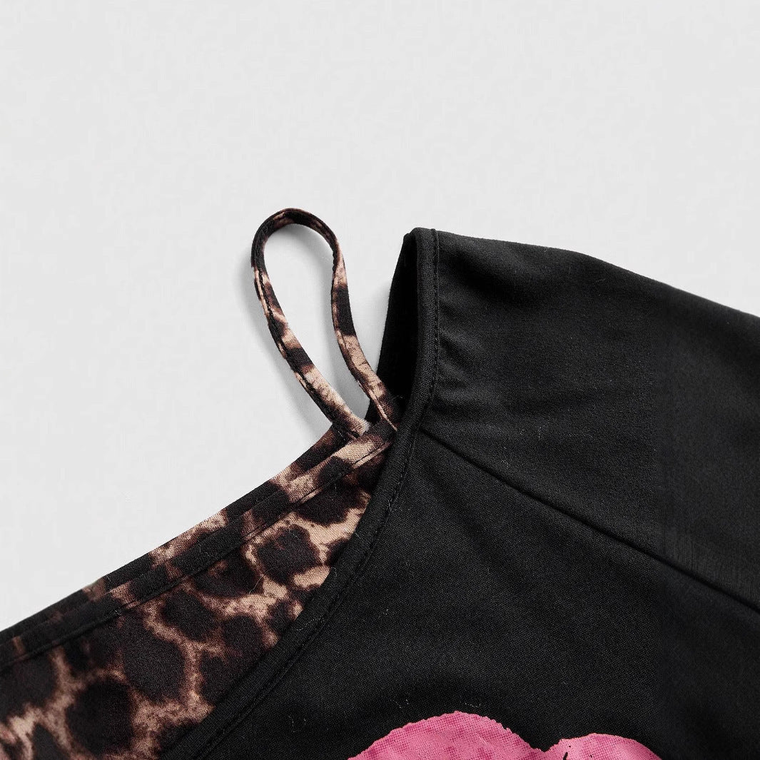 Trendig dam off-shoulder-skjorta med leopardtryck – Zaria