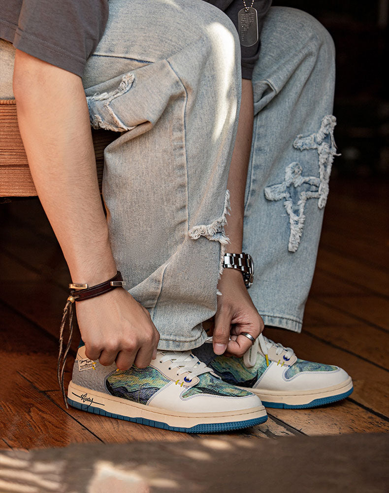 Konstnärliga unisex sneakers med stjärnnatt-design och komfortsoffa – Lior