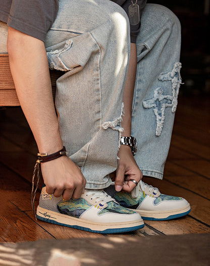 Konstnärliga unisex sneakers med stjärnnatt-design och komfortsoffa – Lior