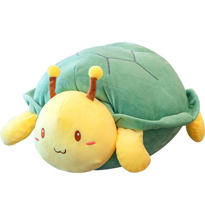 Gelbes Plüschtier Schildkröte, weiches Kuscheltier, Kinder Geschenk, grün-gelbes Design.