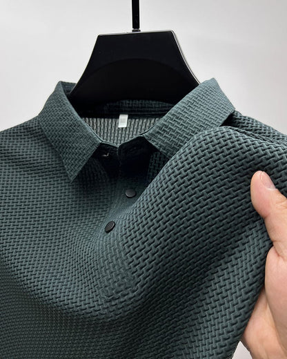Andningsbart herrpoloshirt med mesh-detaljer och slim fit – höstupplaga Milan