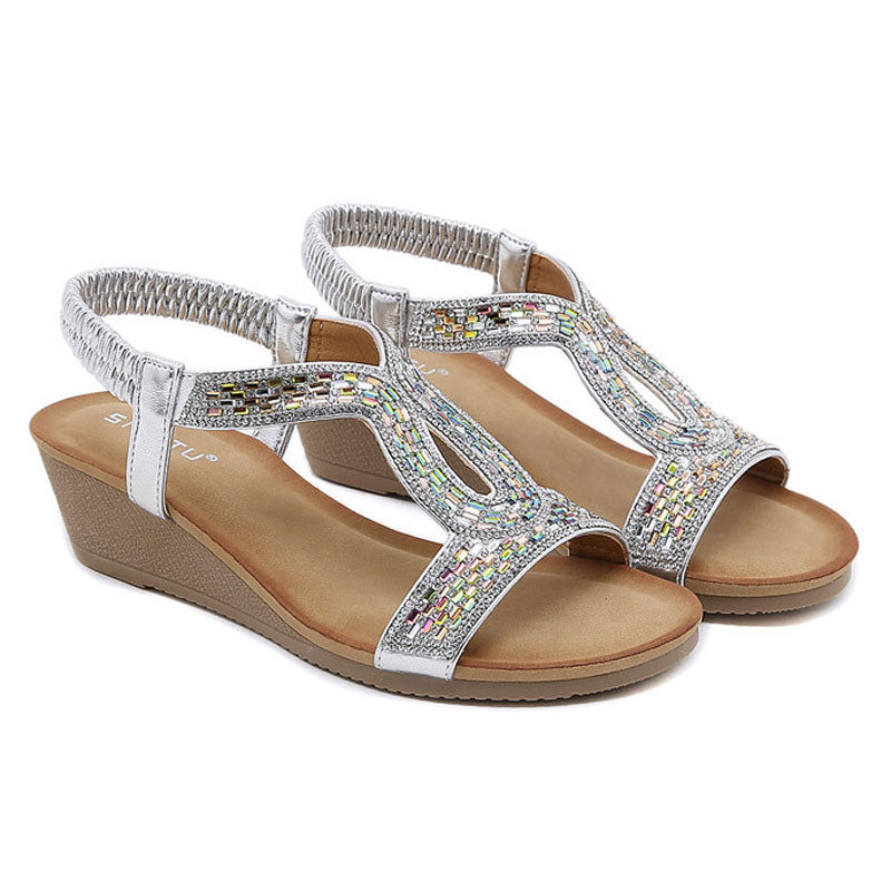 Lyxiga damsandaler med kilklack – Celeste