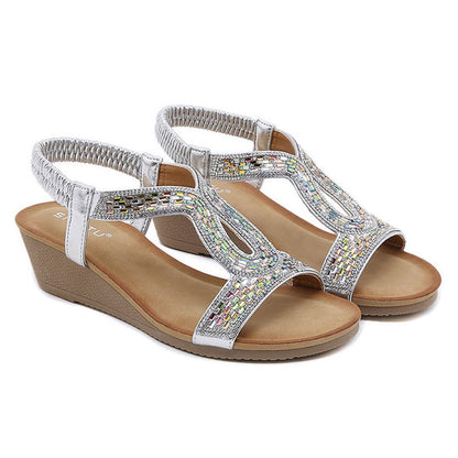 Lyxiga damsandaler med kilklack – Celeste