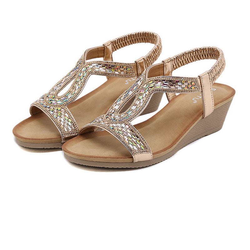 Lyxiga damsandaler med kilklack – Celeste