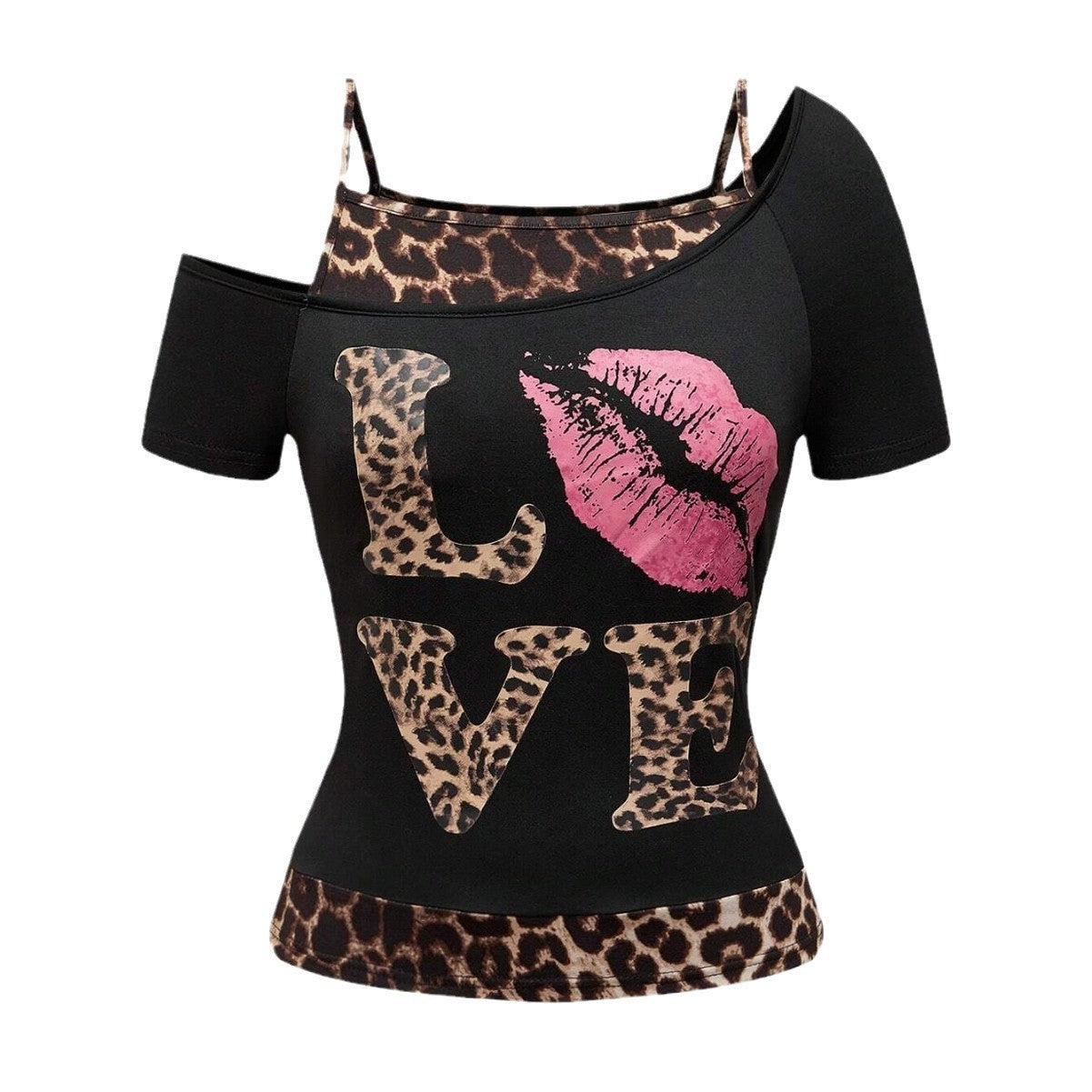 Trendig dam off-shoulder-skjorta med leopardtryck – Zaria