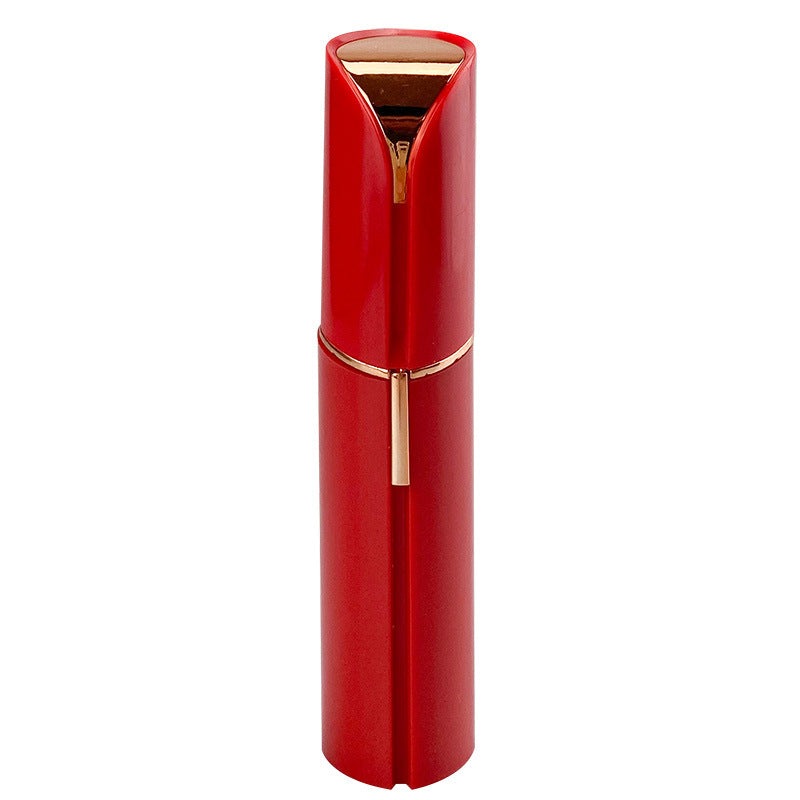 Roter Lippenstiftbehälter, elegantes Design, tragbar, Kosmetikzubehör, glänzende Oberfläche.