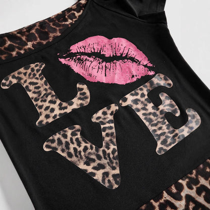 Trendig dam off-shoulder-skjorta med leopardtryck – Zaria