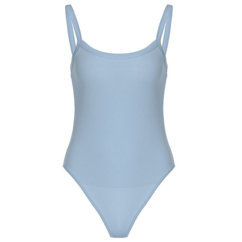 Ribbstrukturerad dam-bodysuit med figurnära passform – Nea