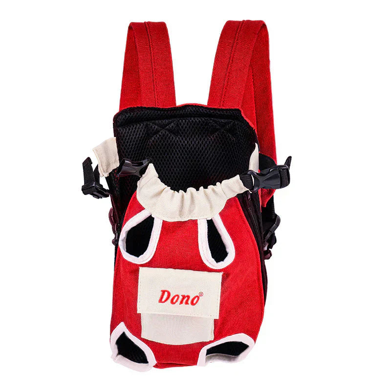 Roter Haustier-Rucksack, atmungsaktiv, verstellbar, für Hunde und Katzen, mit Trägern.